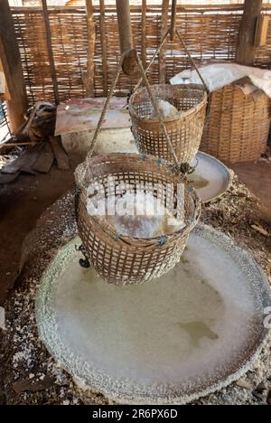 Traditional salt boiling at Bo Kluea District Nan Province, Thailand ...