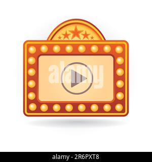 neon sign with play symbol Stock Vector