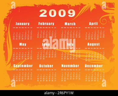 Vector 2009 2009 vector calendar - floral design - EPS vector illustration Stock ...