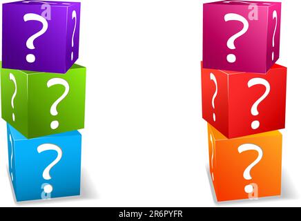 icon set cubes with question mark isolated on white background Stock Vector