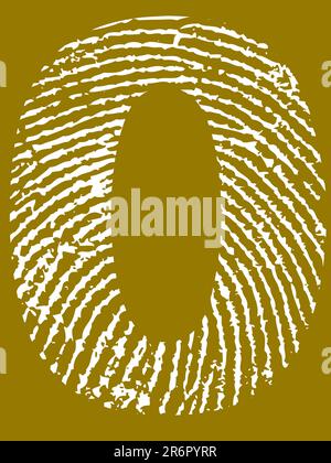 Fingerprint Number - 0 (Highly detailed grunge Number) Stock Vector