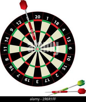 Dartboard and darts Stock Vector