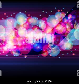 Broad stripe made of a luminous circles on a dark background. Stock Vector