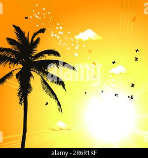Tropical sunset, palm trees Stock Vector Image & Art - Alamy