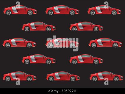 modern car red color isolated on black background,seamless Stock Vector