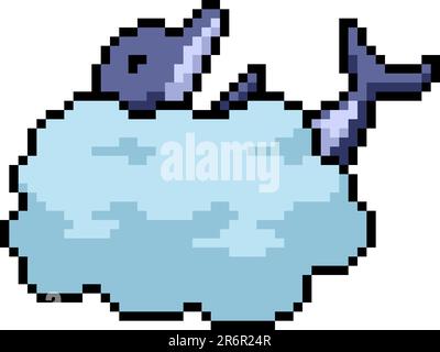 vector pixel art cat dolphin isolated cartoon Stock Vector Image & Art -  Alamy