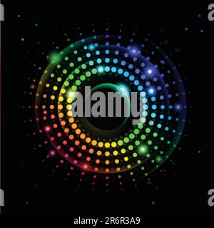 Abstract Rainbow Ray #2 of lights explosion on black background Stock Vector