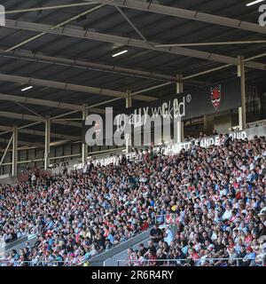 St. Helens, England - 9th June 2023 - Rugby League Betfred Super League , St. Helens vs Wigan Warriors at Totally Wicked Stadium, St. Helens, UK Stock Photo