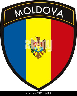 vector moldova crest flag on withe background Stock Vector