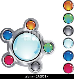 colorful glossy fantasy web buttons in different colors Stock Vector