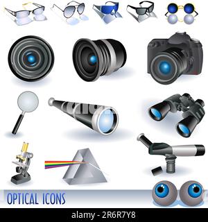 A set of different optical images over white background. Stock Vector