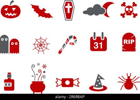 Vector icons pack - Red Series, halloween collection Stock Vector