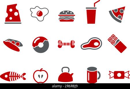 Vector icons pack - Red Series, food collection Stock Vector