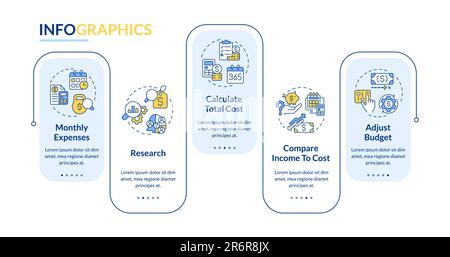 Calculate costs of living rectangle infographic template Stock Vector
