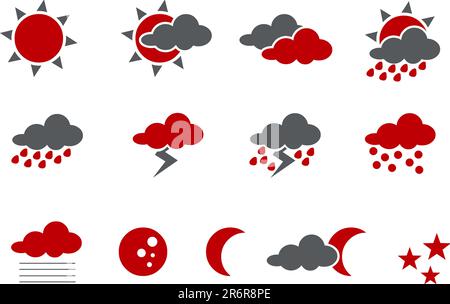 Vector icons pack - Red Series, weather collection Stock Vector