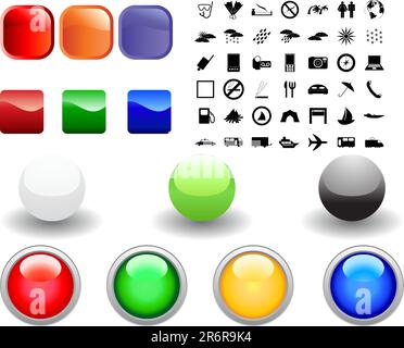 Collection of different icons for using in web design Stock Vector