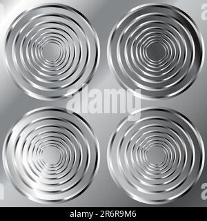 Vector illustration of stainless metal tiered large circle pattern background Stock Vector