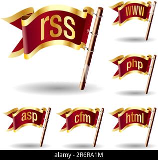 Web or internet file extension icons on royal vector flag design elements for web or print Stock Vector