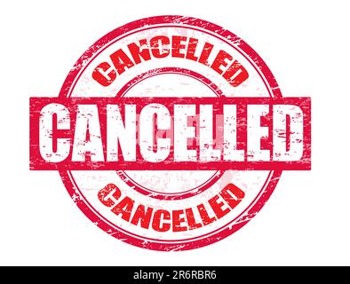 Abstract red grunge office rubber stamp with the word cancelled written inside the stamp Stock Vector
