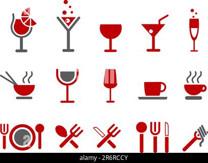 Vector icons pack - Red Series, food collection Stock Vector