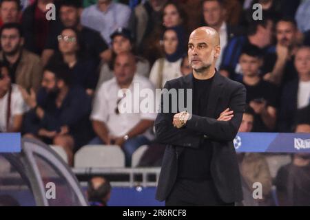 Istanbul, Turquie. 10th June, 2023. Coach of Manchester City Pep Guardiola during the UEFA Champions League, Final football match between Manchester City FC and FC Internazionale on June 10, 2023 at Ataturk Olympic Stadium in Istanbul, Turkey - Photo Jean Catuffe/DPPI Credit: DPPI Media/Alamy Live News Stock Photo