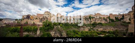 Panoramic view of the old town of the unesco world heritage city of Cuenca, Spain over the rock and from the national parador Stock Photo