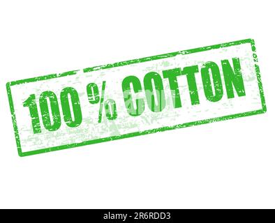 Green grunge office rubber stamp with the text one hundred percent cotton Stock Vector