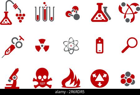 Vector icons pack - Red Series, research collection Stock Vector