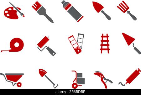 Vector icons pack - Red Series, tool collection Stock Vector