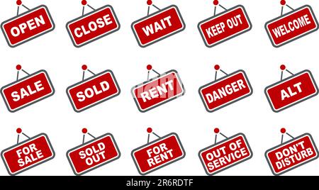 Vector icons pack - Red Series, signals collection Stock Vector