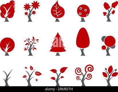 Vector icons pack - Red Series, tree collection Stock Vector