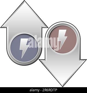 Lightning bolt icon on up and down arrow buttons Stock Vector