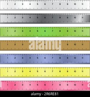 Detailed vector illustration of common measurement rulers Stock Vector