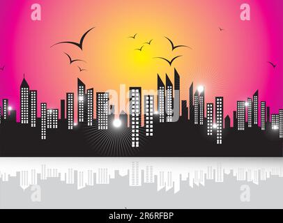 Background with Urban skyscrapers landscape Stock Vector
