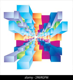 FAntasy composition of abstract Cubic deep well Stock Vector