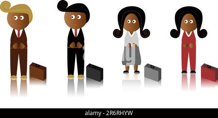 African American Business Men and Women with briefcase Stock Vector