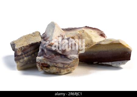 Pelitic Schist Rock isolated on White Background close up Stock Photo