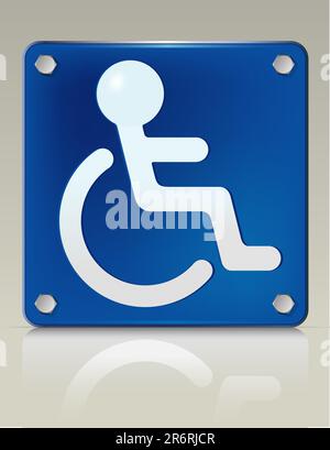 Stylish 3D illustration of disabled symbol on a restroom sign. Easy-edit file. More like this in my portfolio. Stock Vector