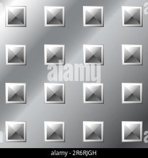 Vector illustration of stainless metal large pyramid stud background Stock Vector
