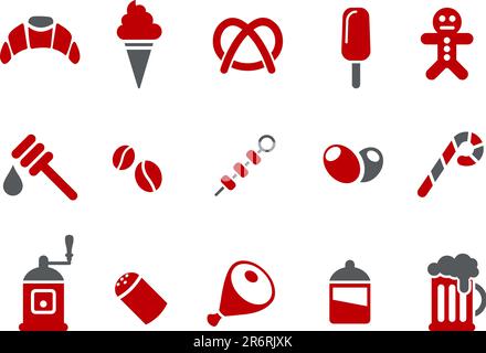 Vector icons pack - Red Series, food collection Stock Vector