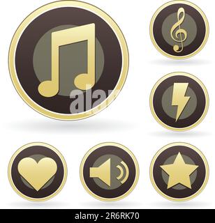 Music appreciation icons on vector button set Stock Vector