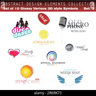 Collection of 3D-2D Design Elements Set 3 - Other set in my Portfolio Stock Vector