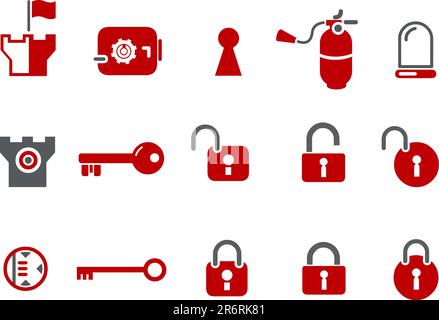 Vector icons pack - Red Series, security collection Stock Vector