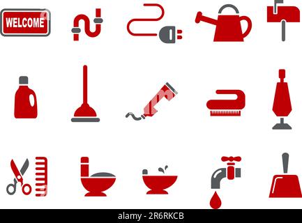 Vector icons pack - Red Series, house collection Stock Vector