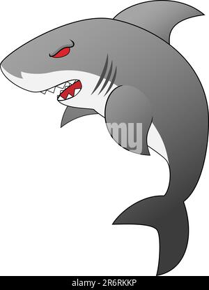 Illustration of An Angry Looking Cartoon Shark Stock Vector