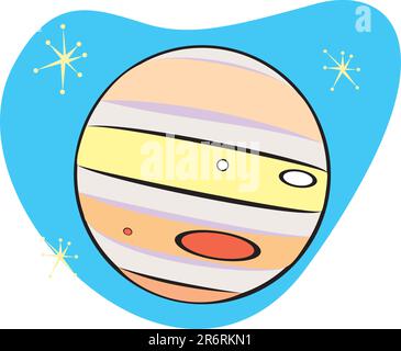 Retro Planet Jupiter is part of a complete set of Solar System planet for download. Stock Vector