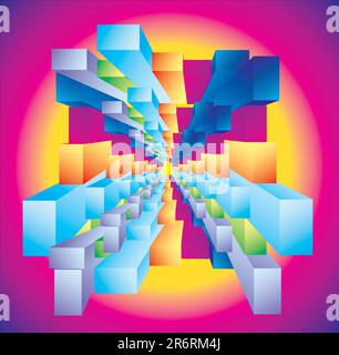 FAntasy composition of abstract Cubic deep well Stock Vector