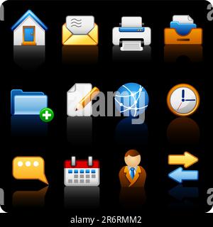 Set of icons on an office theme. Stock Vector