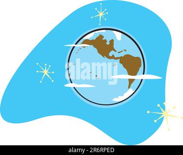 Retro Planet Earth is part of a complete set of Solar System Planets for download. Stock Vector