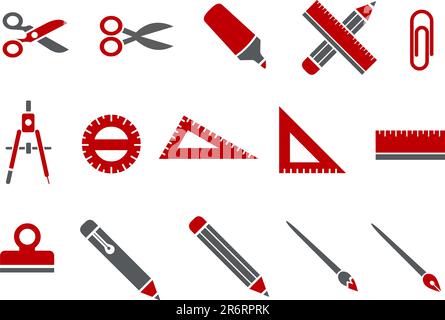 Vector icons pack - Red Series, school collection Stock Vector